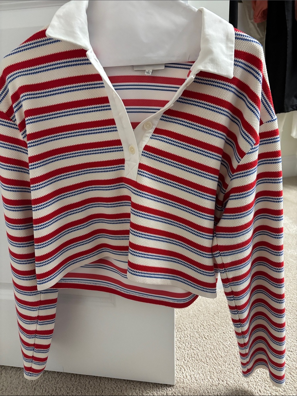 Reformation Anna rugby cropped knit striped top size s